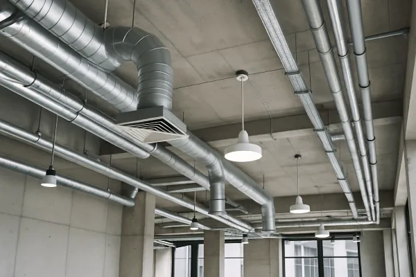 metal air ducts attached to the ceiling of a building from Round Rock Air Conditioning Repair in Round Rock, TX - ac contractors near me