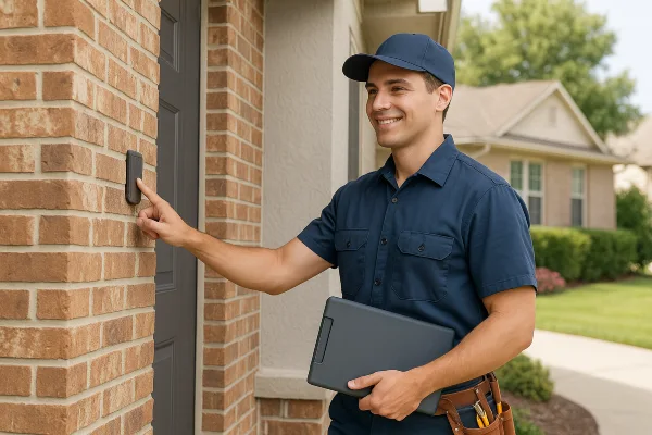 a male hvac technician fixing a mini split ac from Round Rock Air Conditioning Repair in Round Rock, TX - Hvac Technician near me